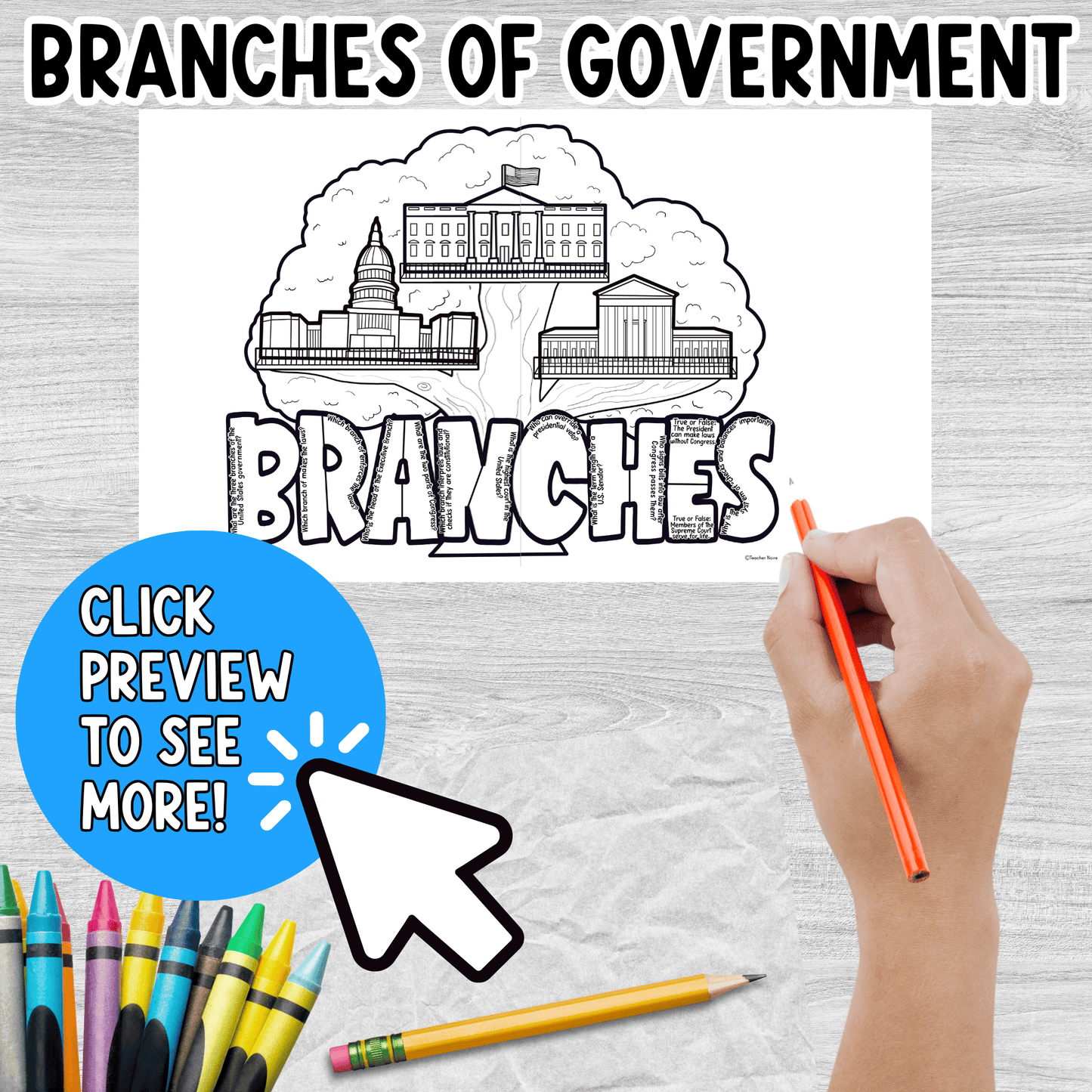 3 Branches of Government Tree Craft