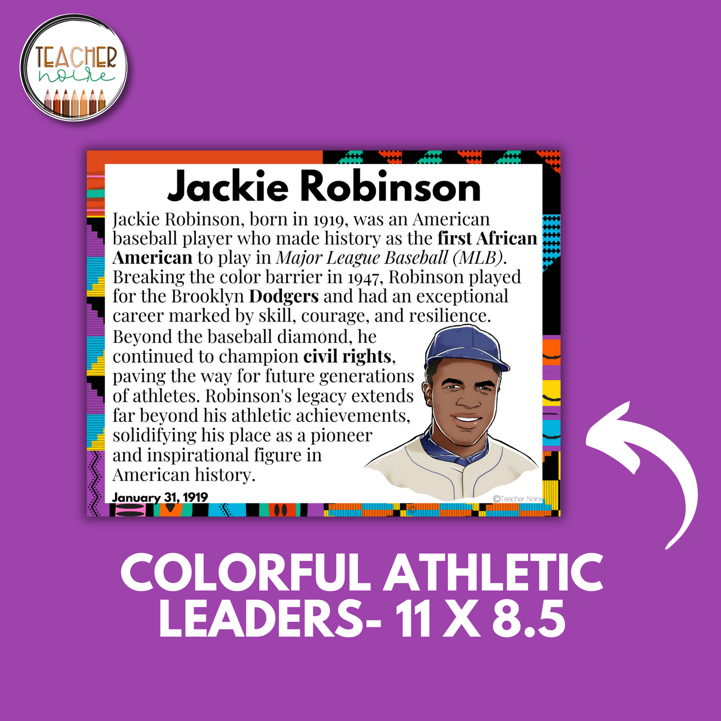 Famous Black Athletes Short Bio Posters