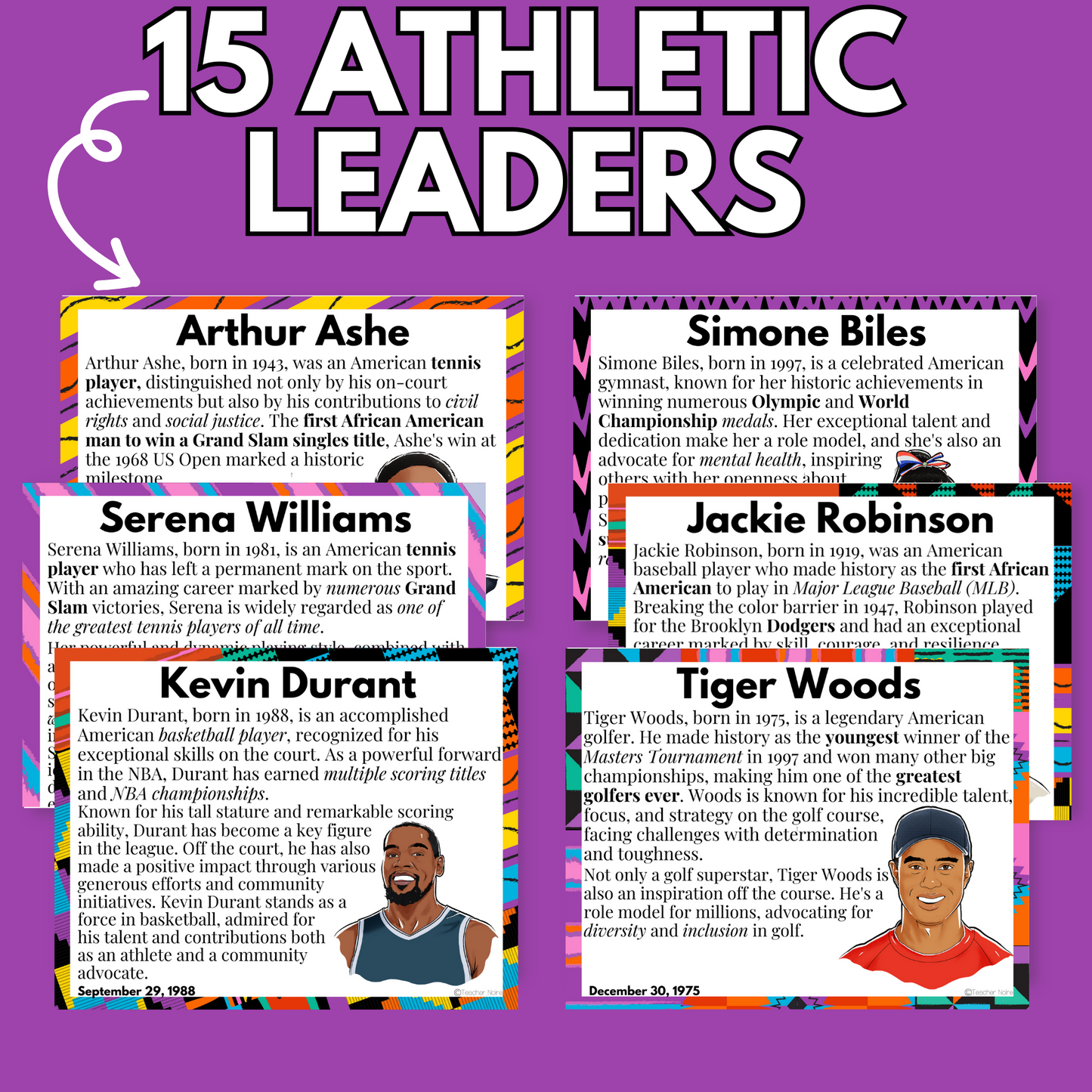 Famous Black Athletes Short Bio Posters