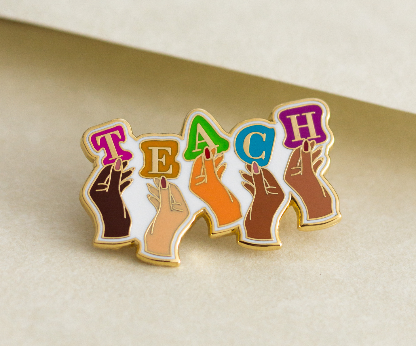 Teacher Enamel Pin-Teach + Diversity Enamel Pin