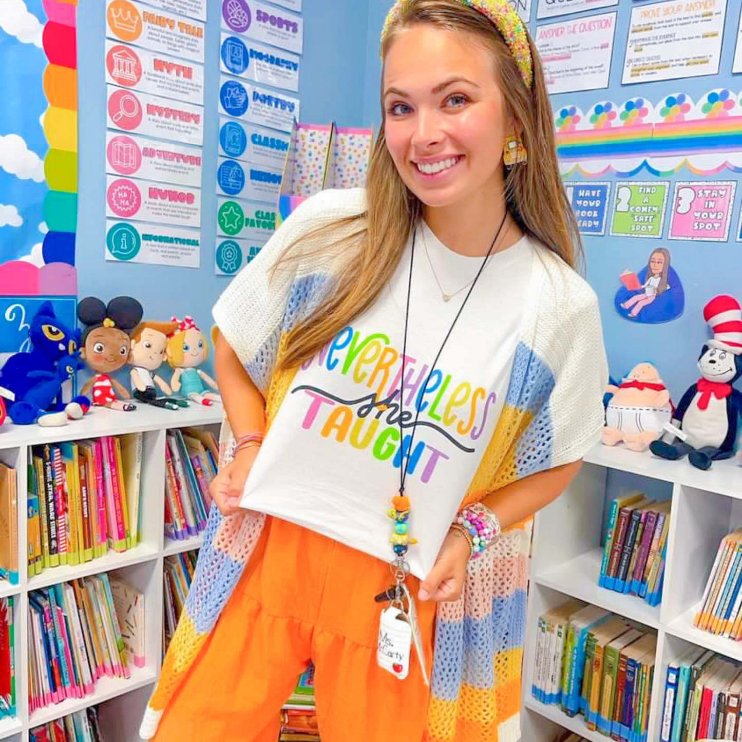 Nevertheless She Taught Rainbow teacher shirt