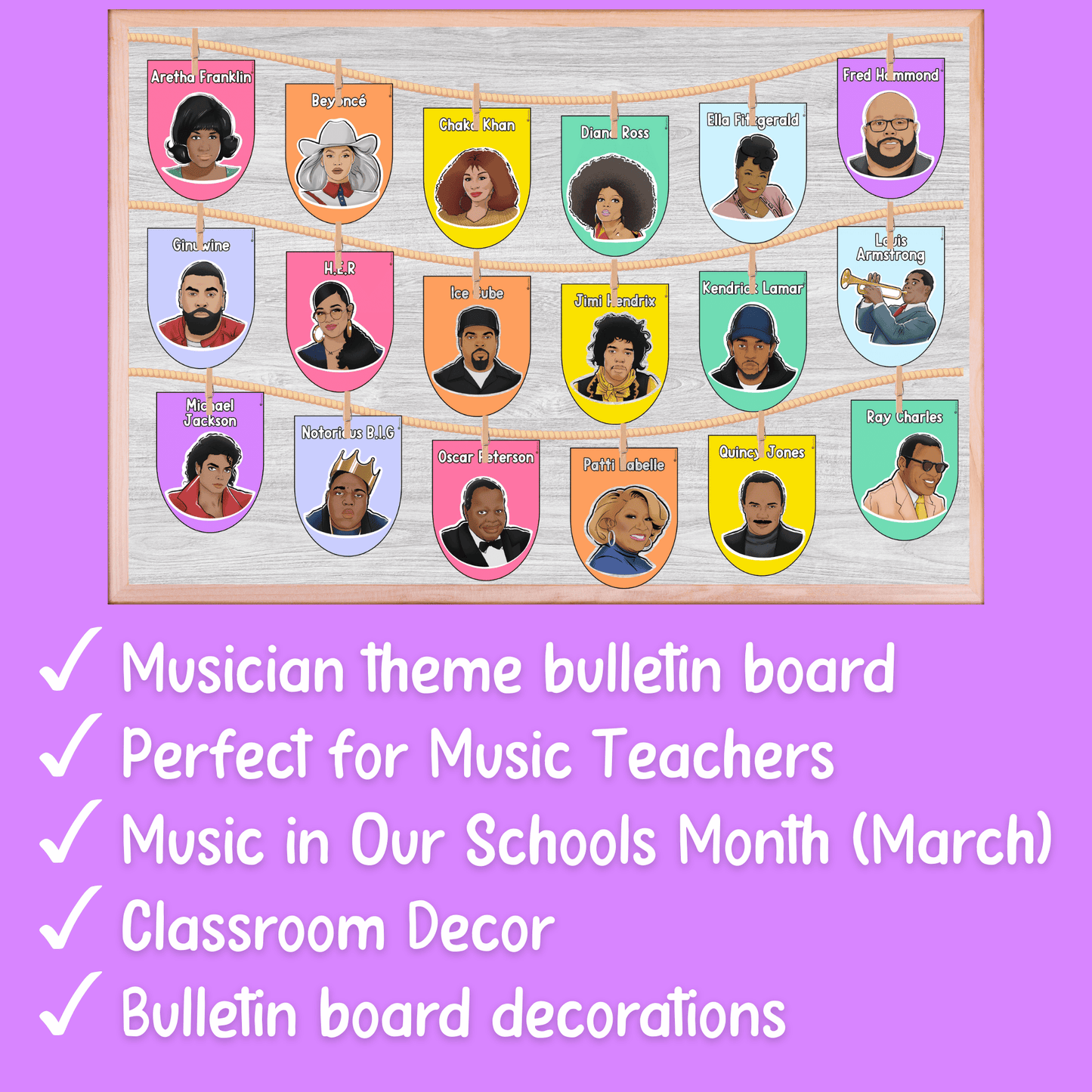 Famous Musicians Bulletin Board Posters
