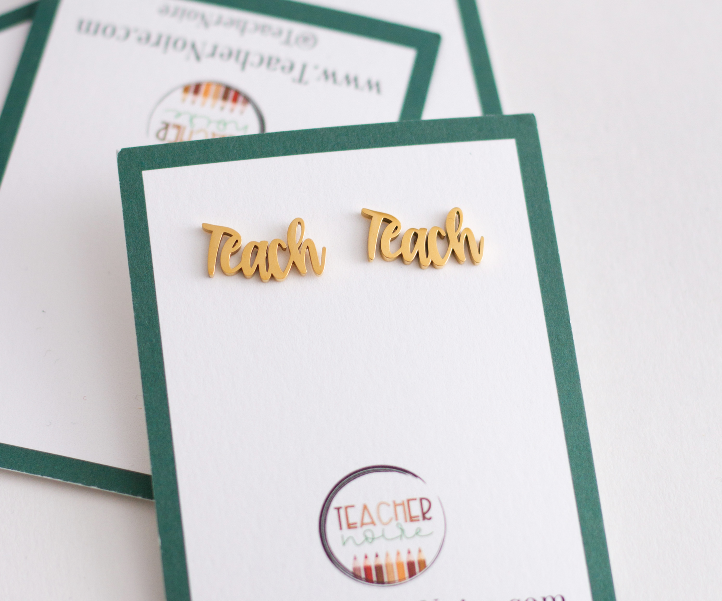 TEACH Gold Stud Earrings- Teacher Earrings