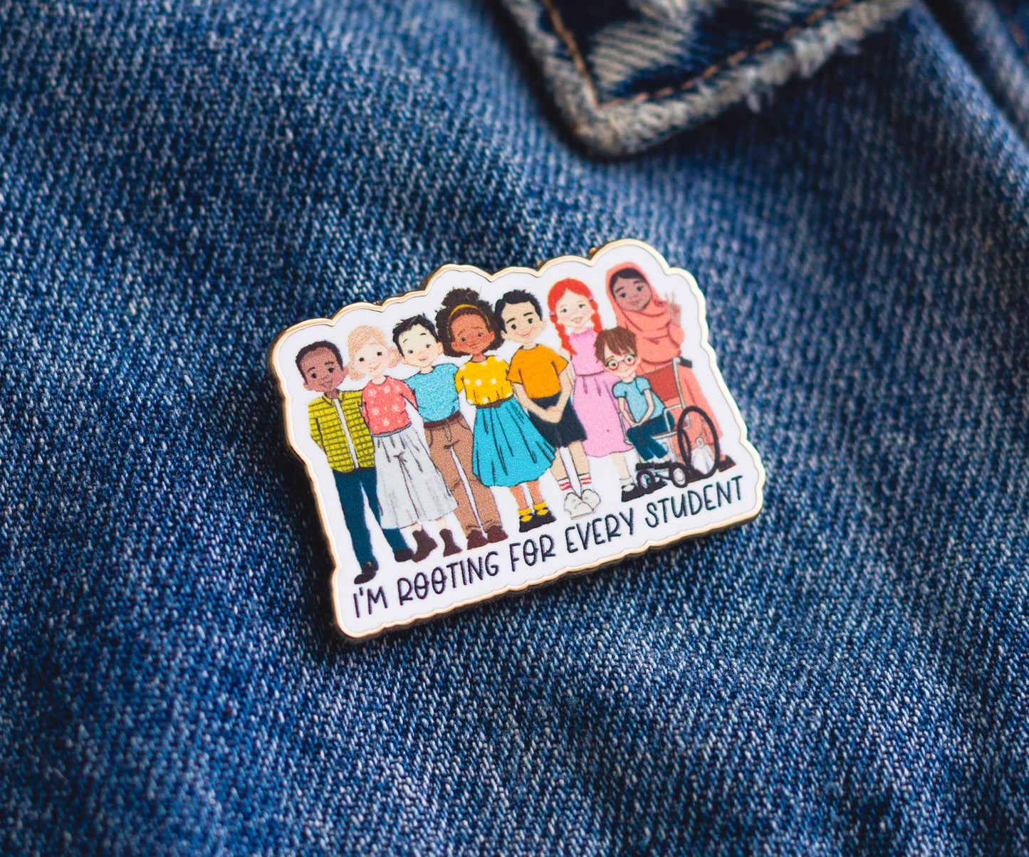 Teacher Enamel Pin-I'm Rooting for Every Student 2.0 Teacher Enamel Pin