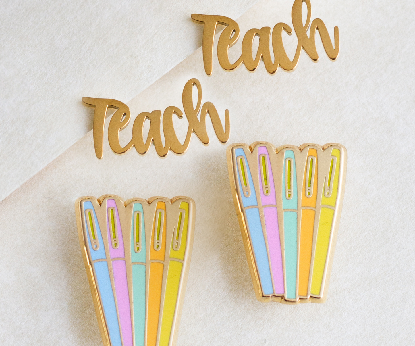 TEACH Gold Stud Earrings- Teacher Earrings