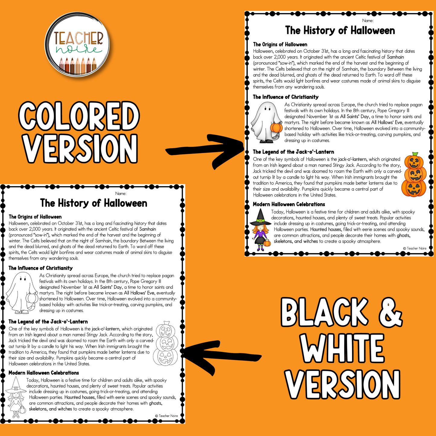 Halloween Reading Comprehension Passages and Questions Activity