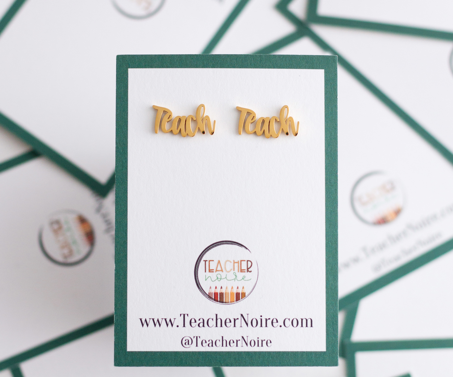 TEACH Gold Stud Earrings- Teacher Earrings