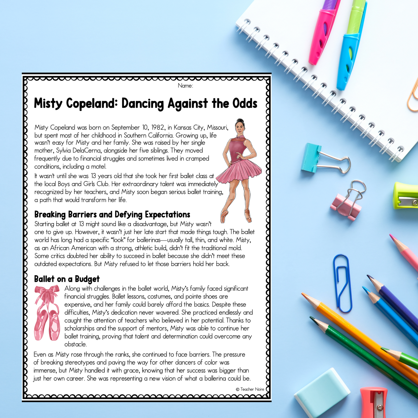 Misty Copeland Reading Comprehension