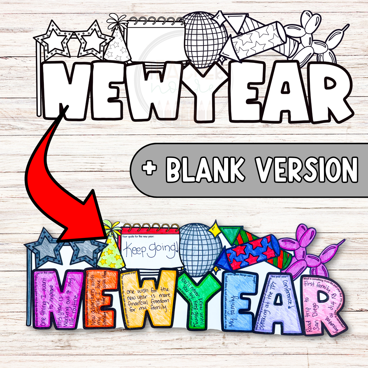 New Year Goals 2025 Bulletin Board Craftivity