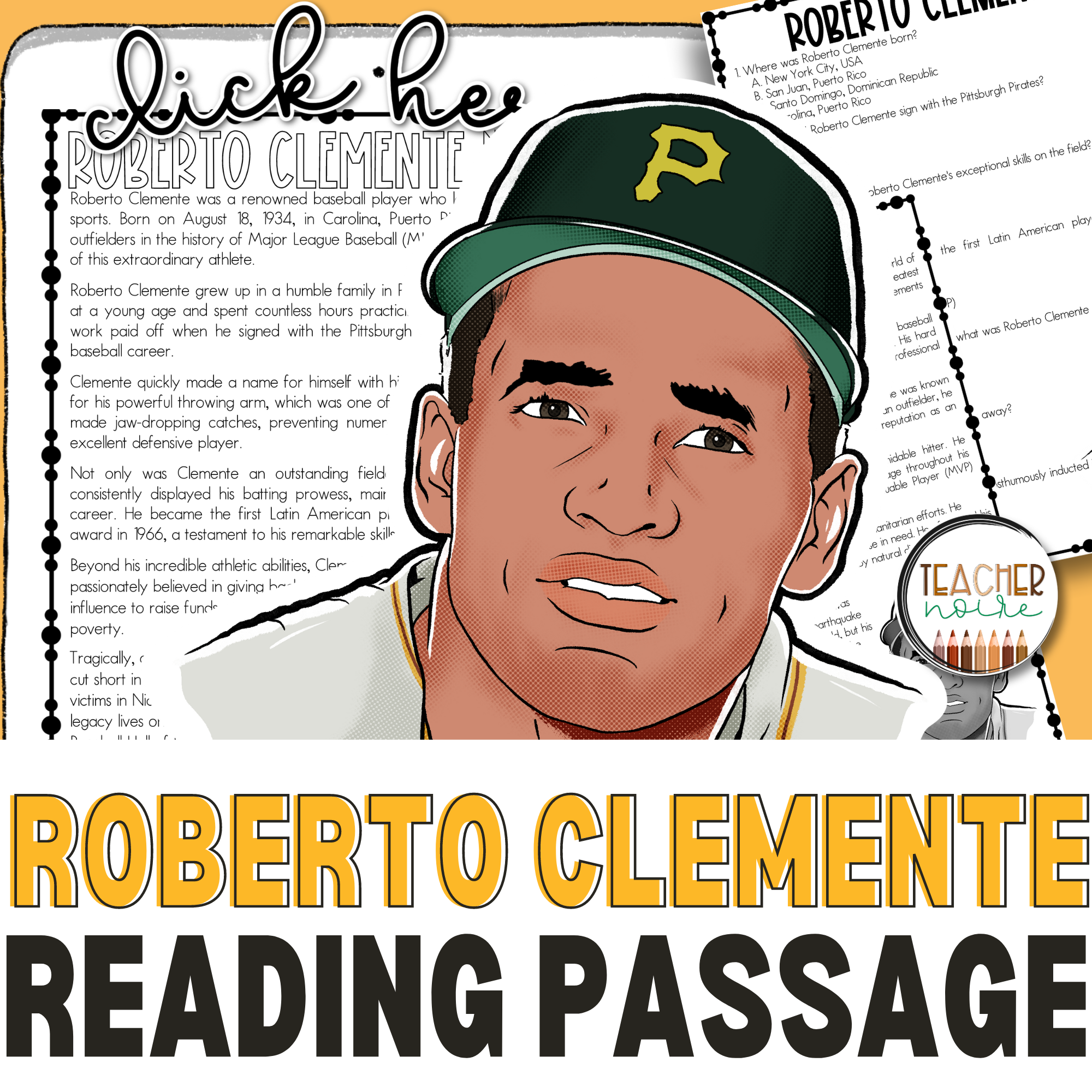 Roberto Clemente Reading Passage Teacher Noire