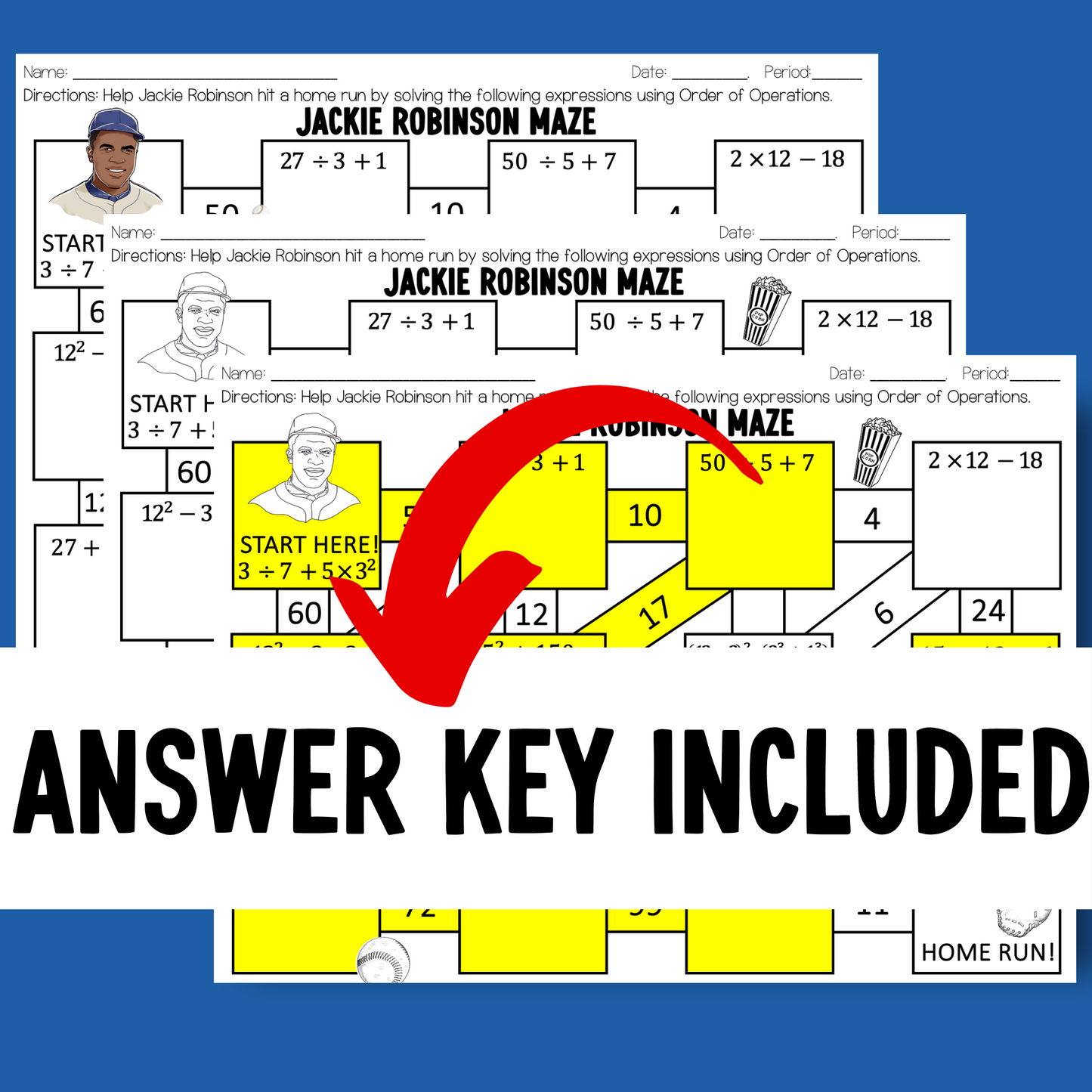 Order of Operations Worksheet- Jackie Robinson
