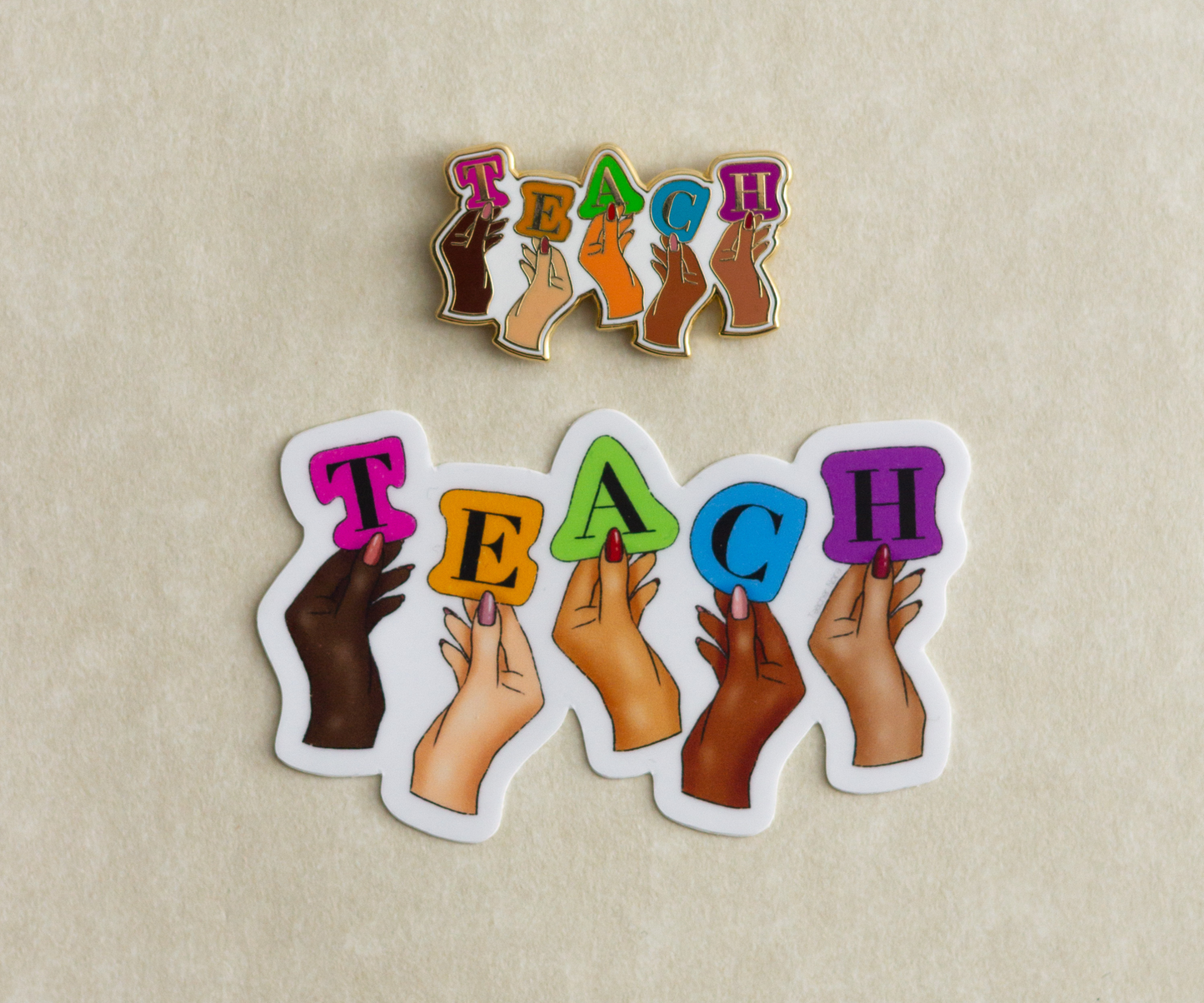 Teacher Enamel Pin-Teach + Diversity Enamel Pin