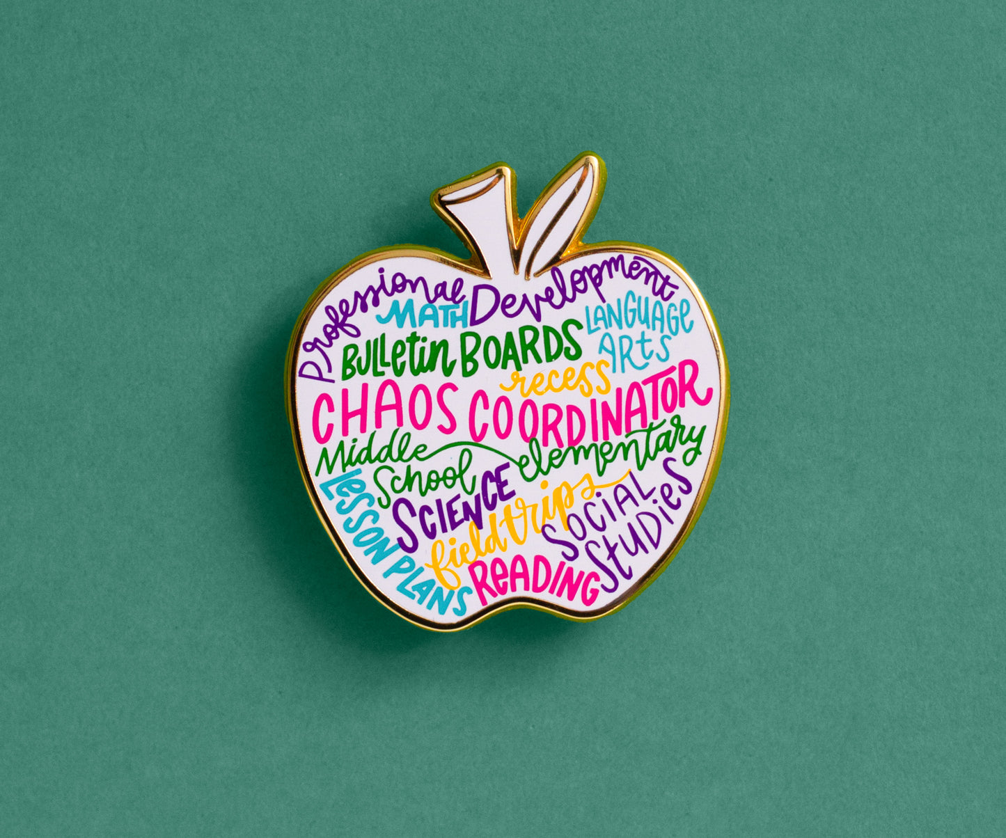 Teacher Life Apple Hard Enamel Teacher Pin, Teacher Pins for Lanyards