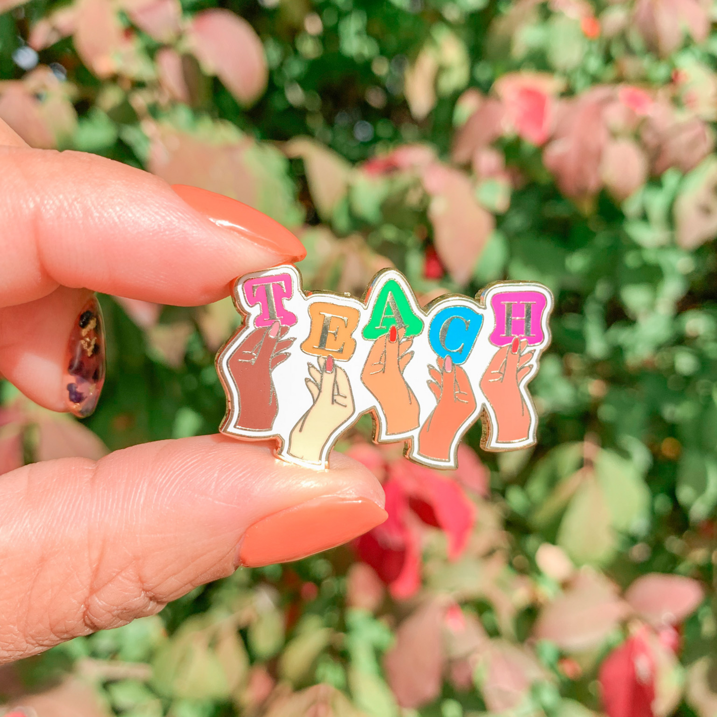 Teacher Enamel Pin-Teach + Diversity Enamel Pin