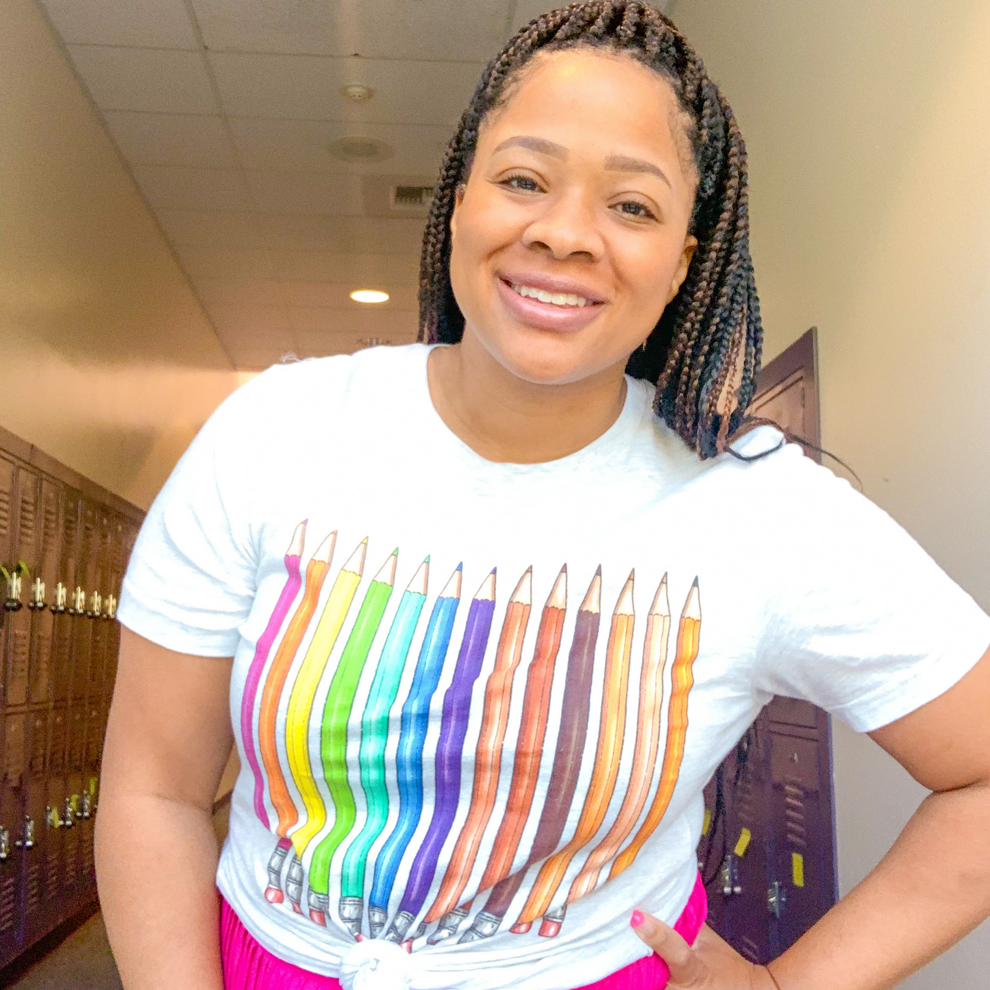 All Are Welcomed, Pride Teacher T-shirt, Colored Pencils Rainbow Shirt