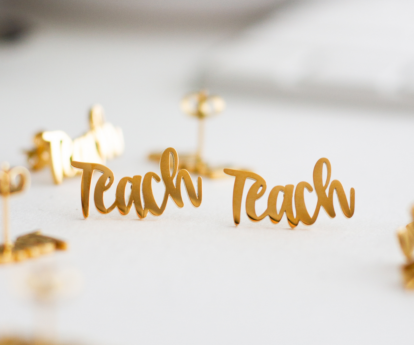 TEACH Gold Stud Earrings- Teacher Earrings