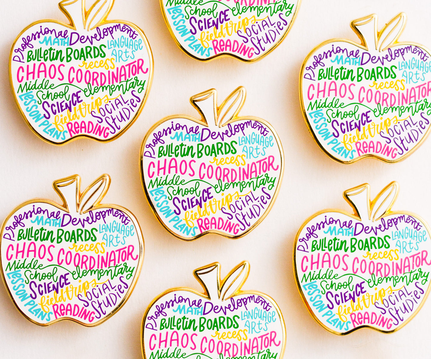Teacher Life Apple Hard Enamel Teacher Pin, Teacher Pins for Lanyards