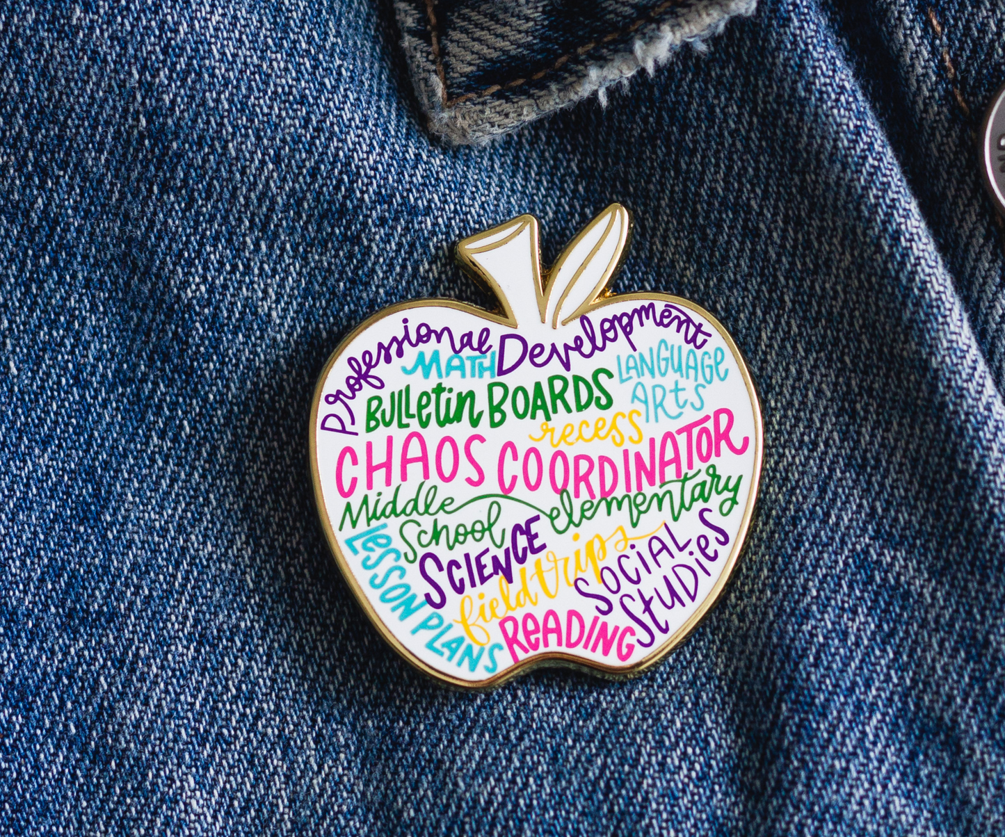 Teacher Life Apple Hard Enamel Teacher Pin, Teacher Pins for Lanyards