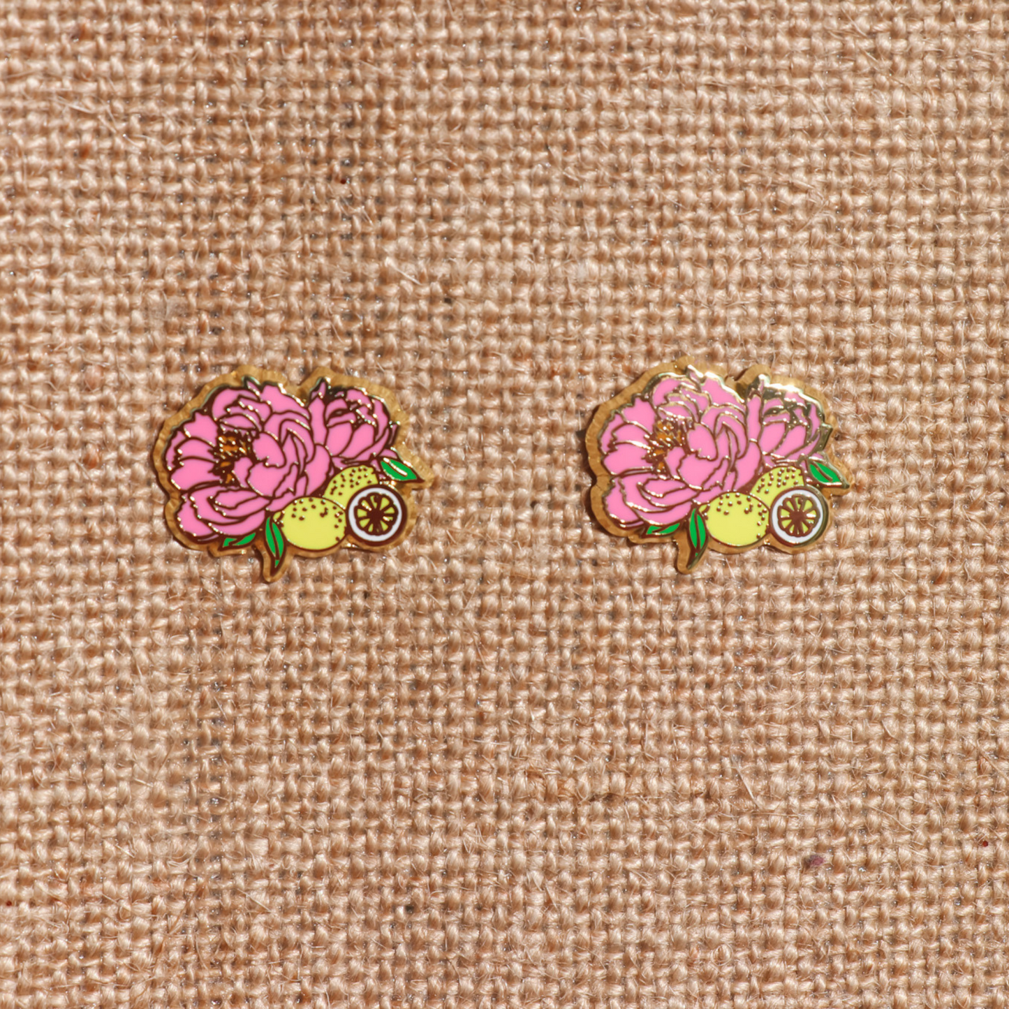 Peony Hard Enamel Earrings