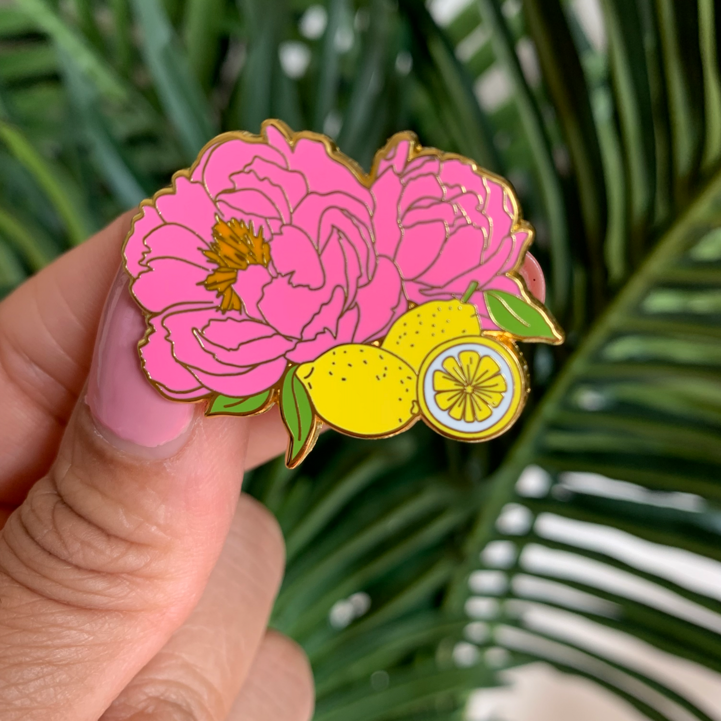 Lemon Peonies Hard Enamel Pin
