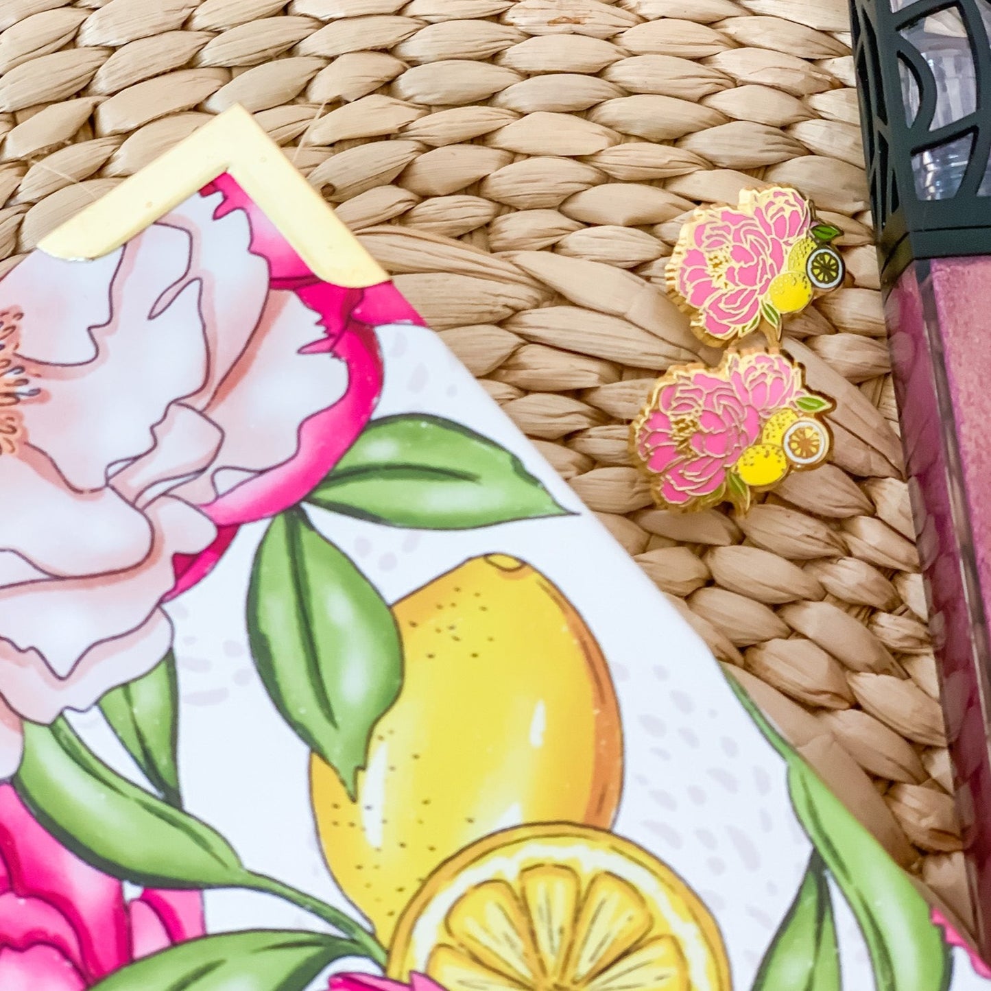 Peony Hard Enamel Earrings