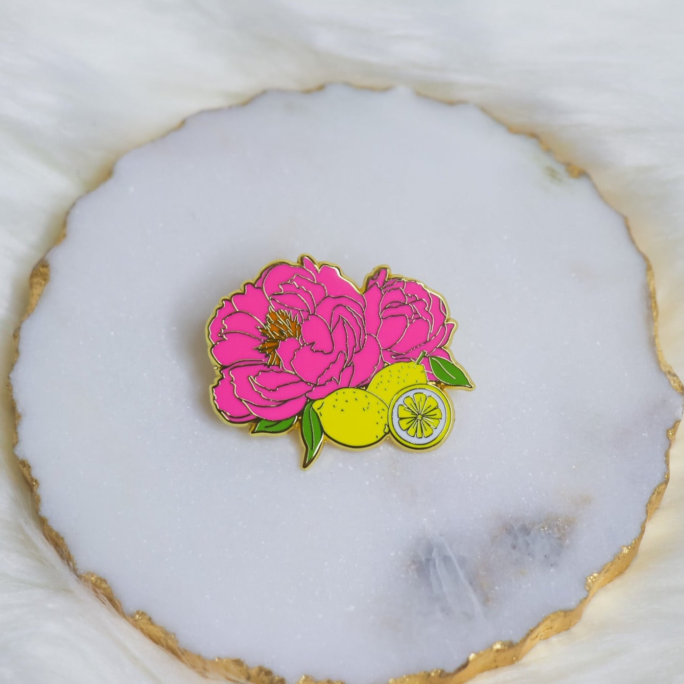 Lemon Peonies Hard Enamel Pin