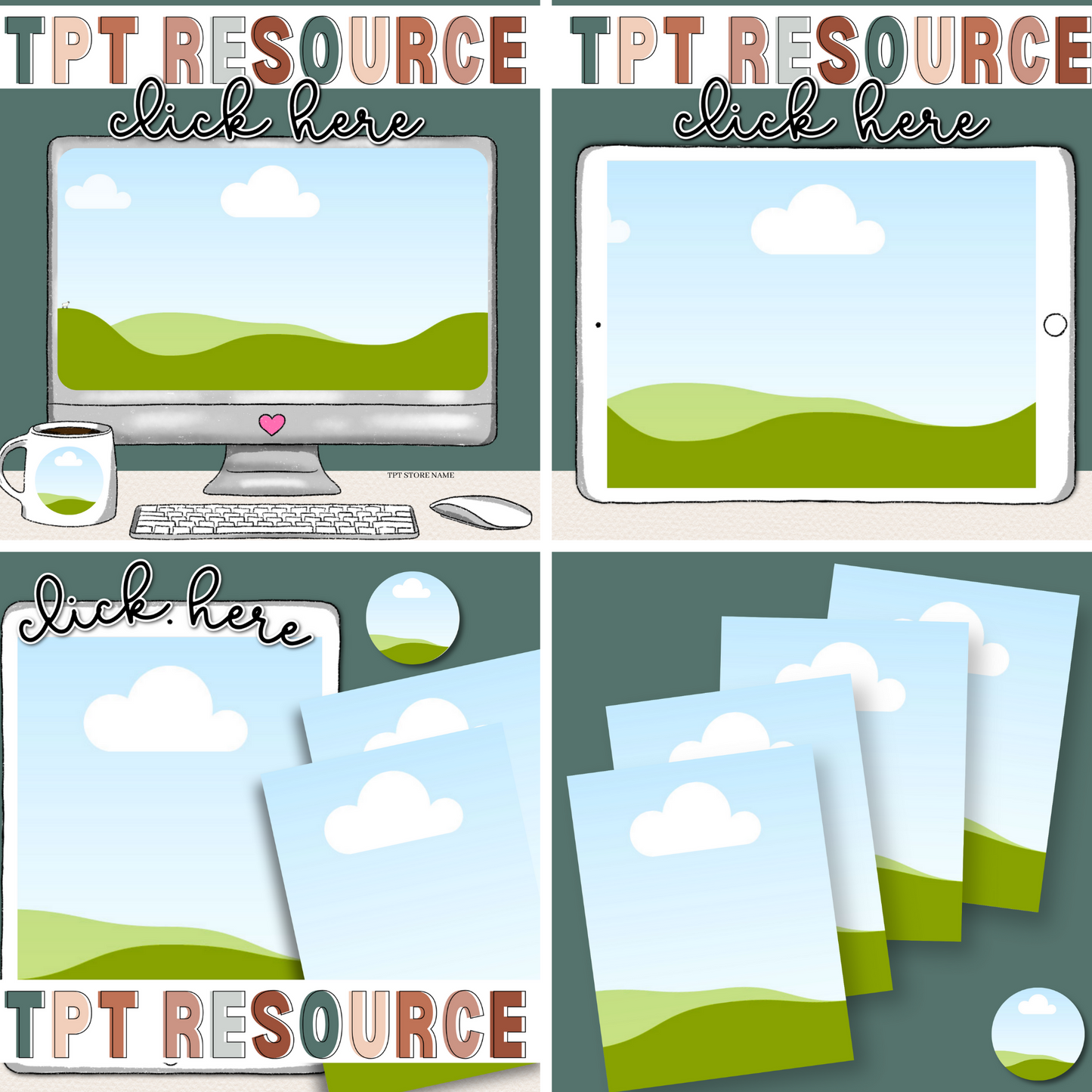 Canva Editable TPT Mockup Template-Boho Themed