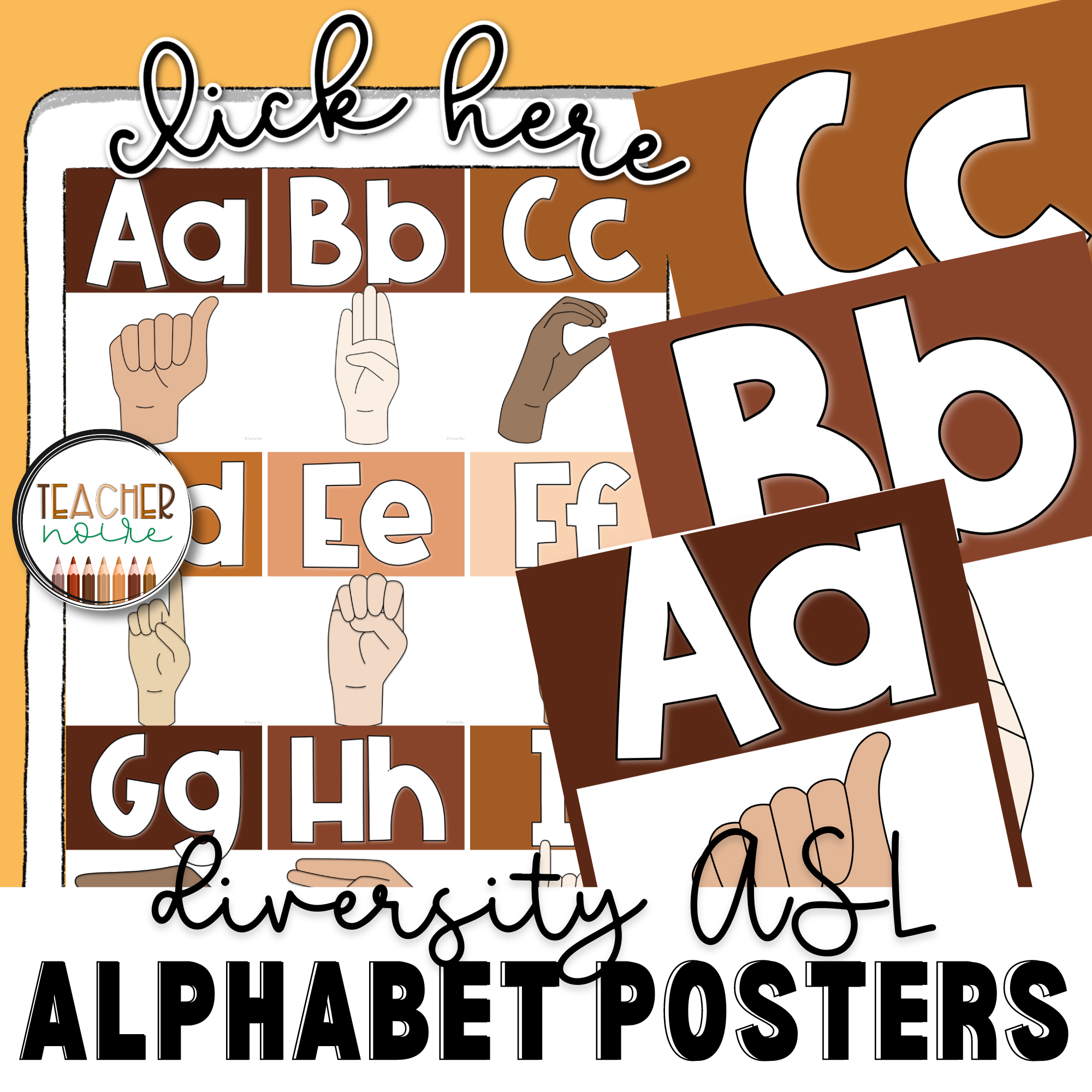 ASL (American Sign Language) Alphabet Poster, Neutral Diverse Classroo – Teacher Noire asl-american-sign-language-alphabet-poster-neutral-diverse-classroo-teacher-noire