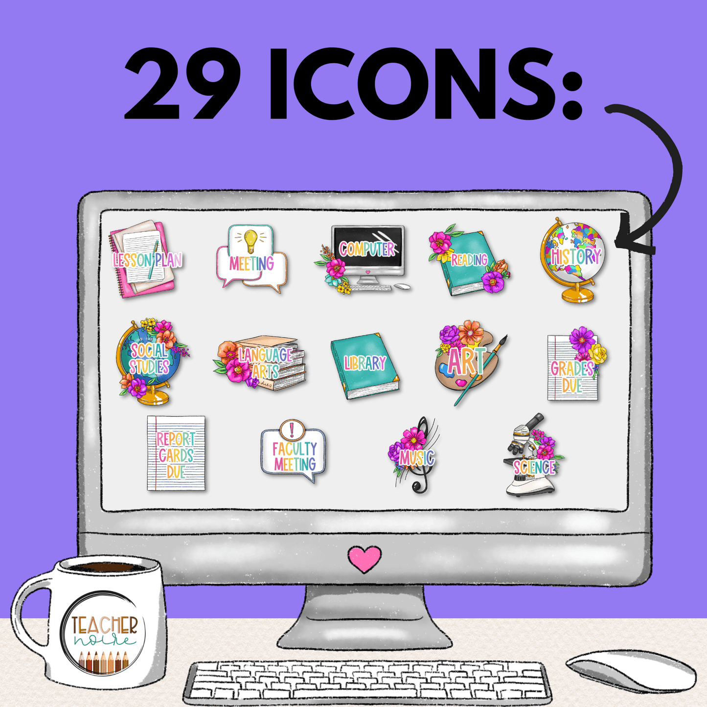 Teacher Life Digital Planner Stickers