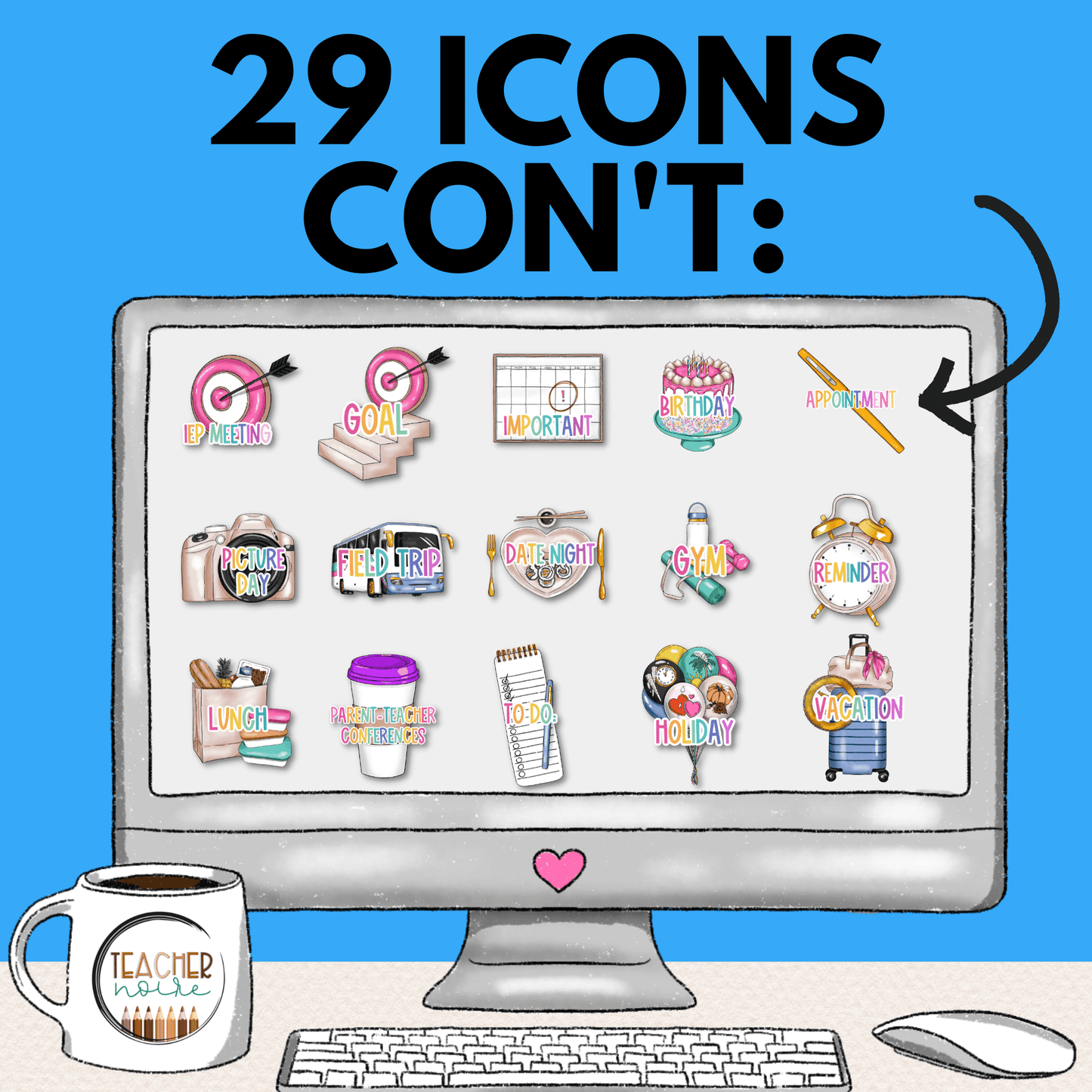 Teacher Life Digital Planner Stickers