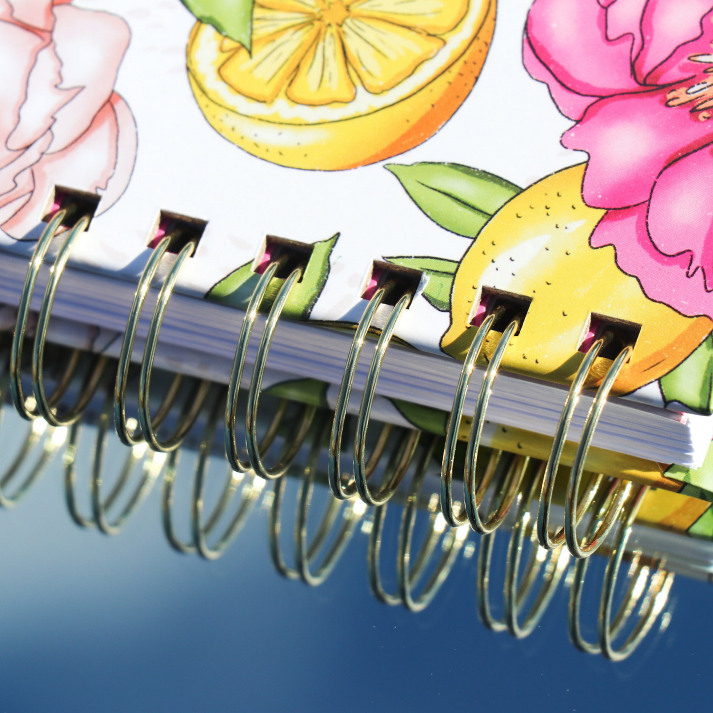Gold Spiral Lemon Peonies Journal Notebook