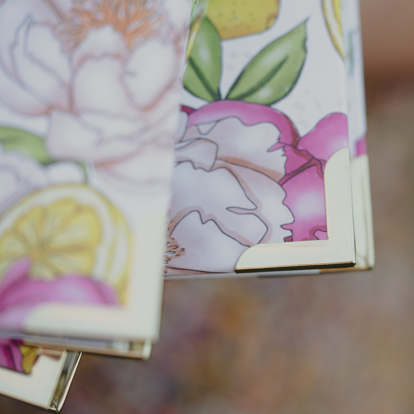 Gold Spiral Lemon Peonies Journal Notebook