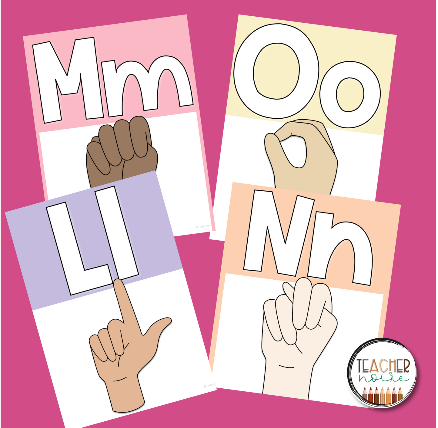 ASL (American Sign Language) Alphabet Poster, Rainbow Diverse Classroom Alphabet