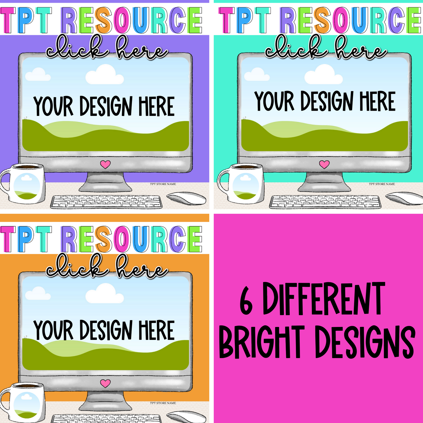 Canva Editable TPT Mockup Template-Bright Themed