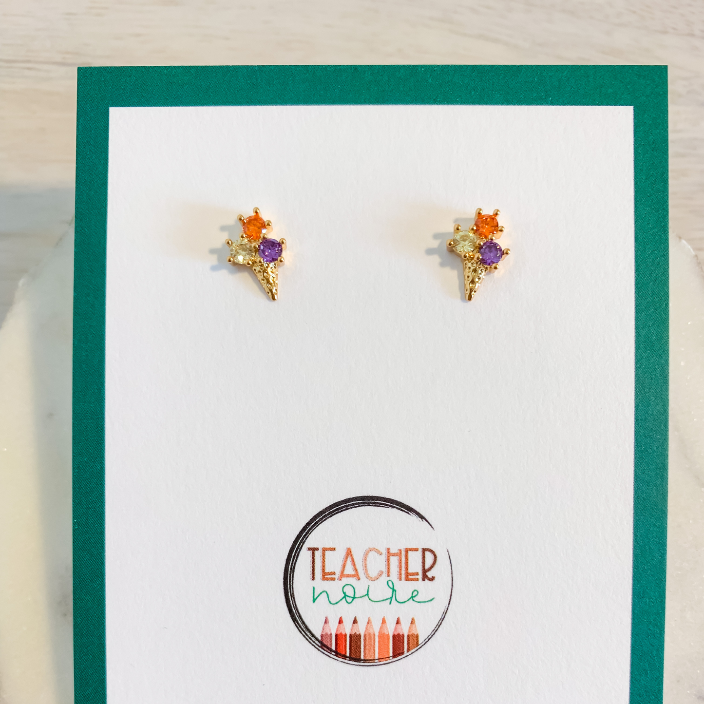 Tiny Ice Cream Cone Scoop Earrings