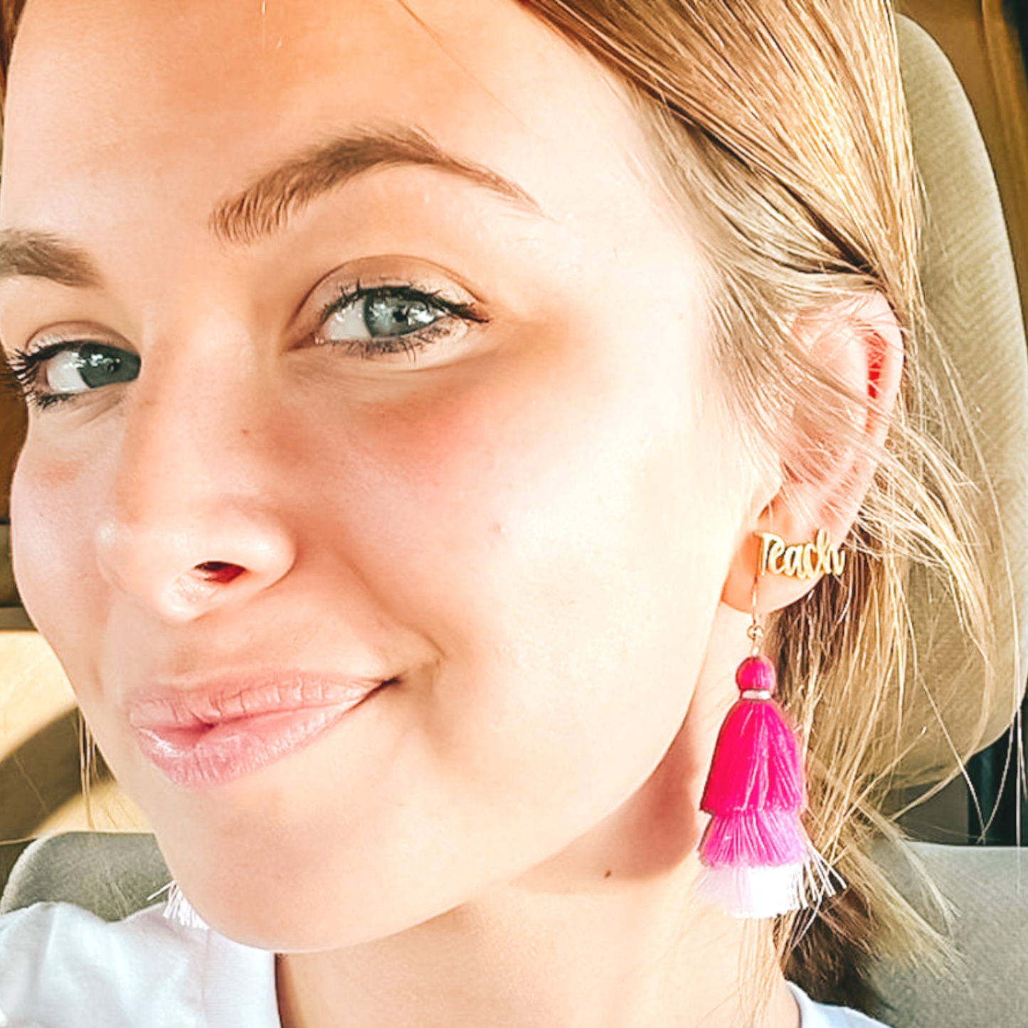 Gold Stud TEACH and Peony Flower Earrings Bundle