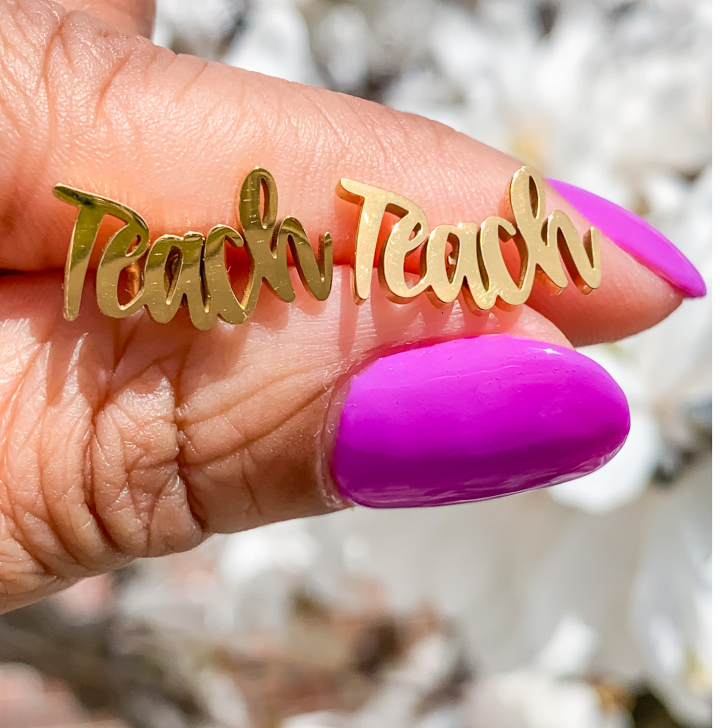 TEACH Gold Stud Earrings- Teacher Earrings