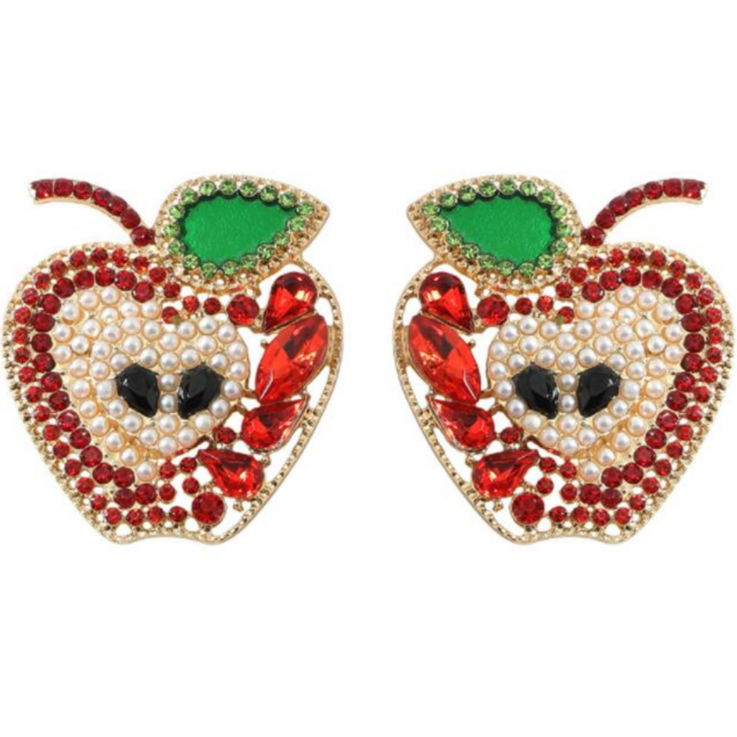 Large Apple Jeweled Earrings