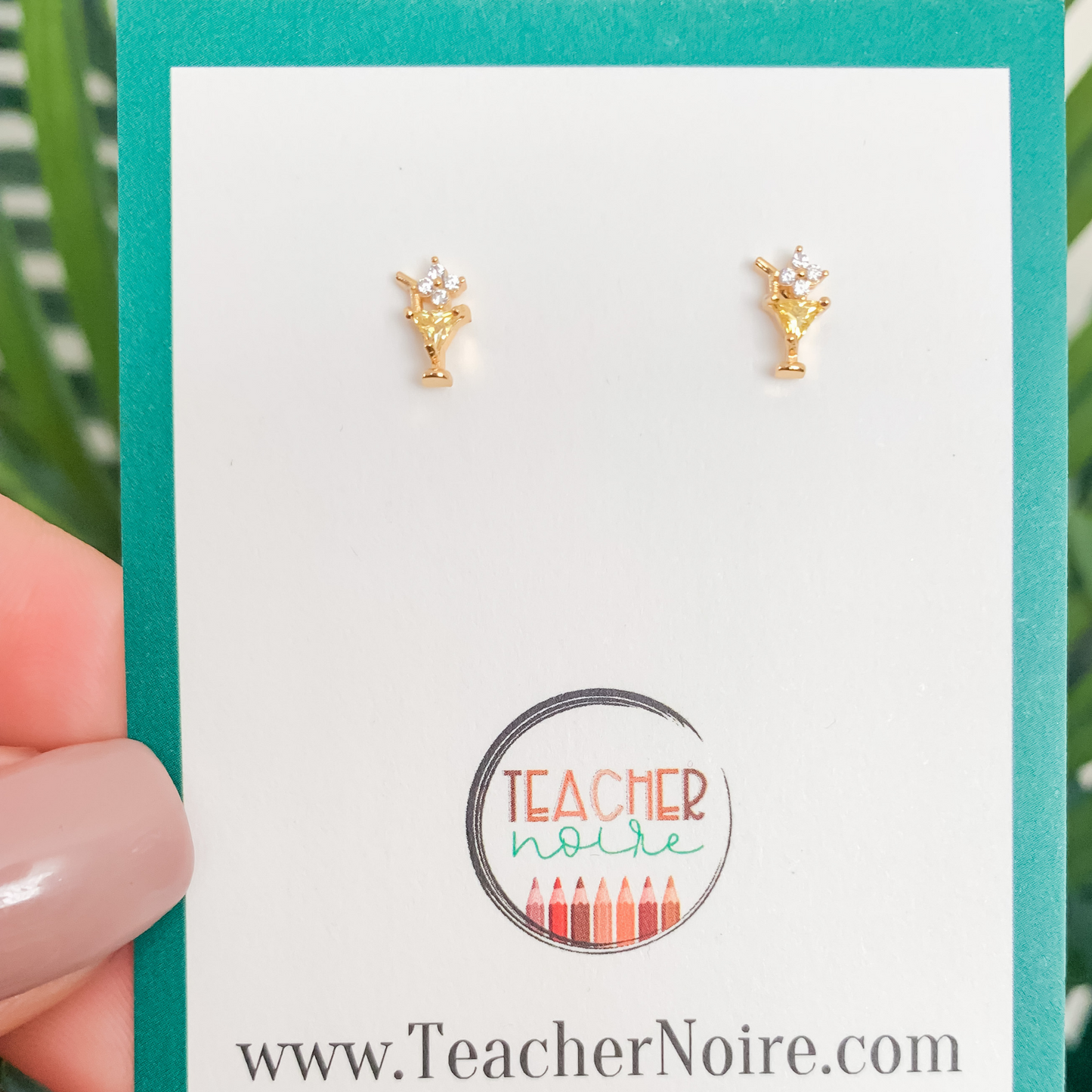 Teachertini Stud Earrings, I Teach therefore I Drink