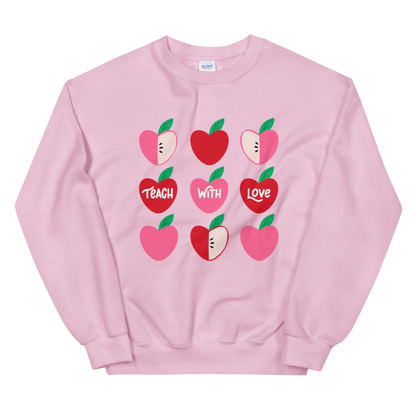 Pink Teach With Love Crewneck Sweater