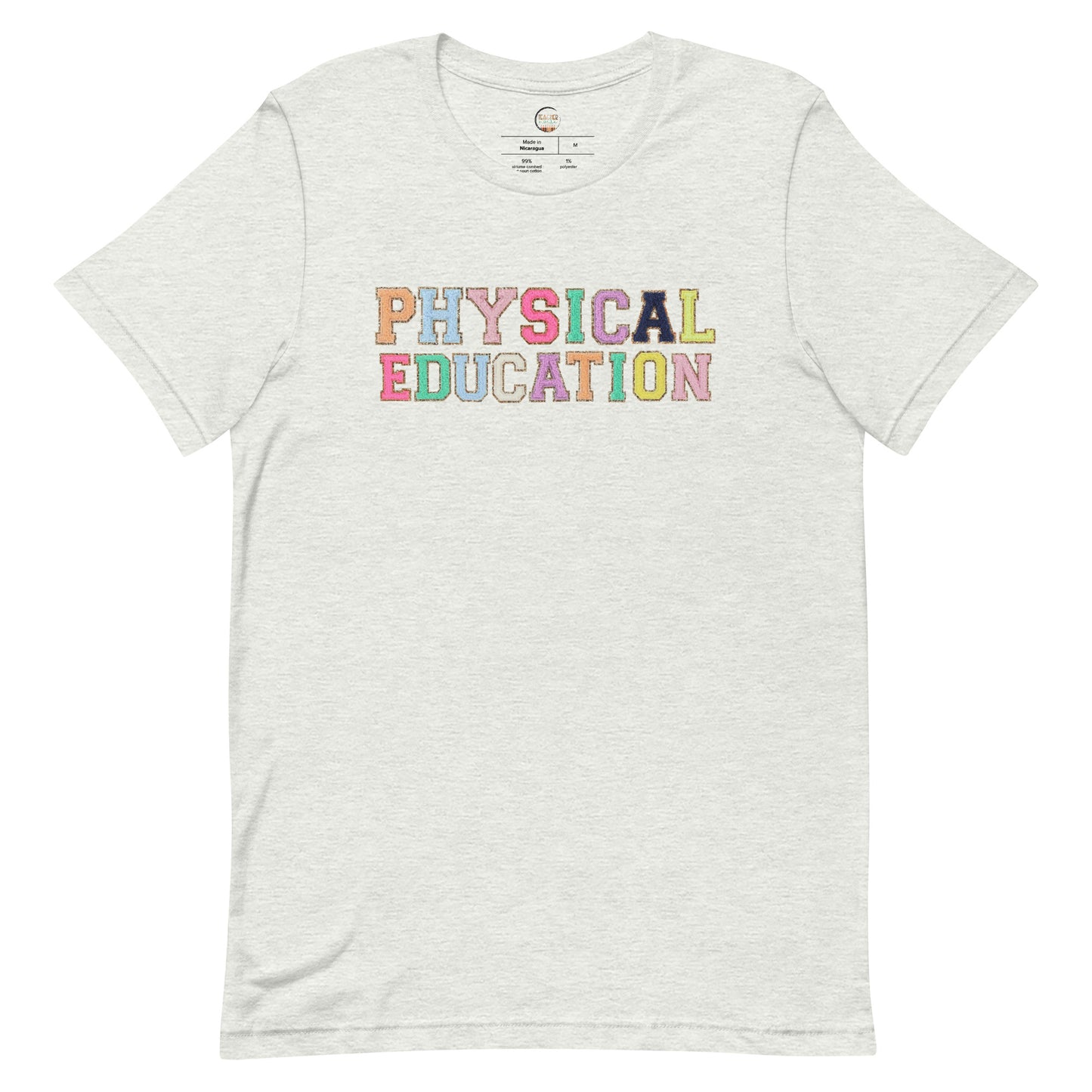 Physical Education Teacher Tshirt (faux letter patches)