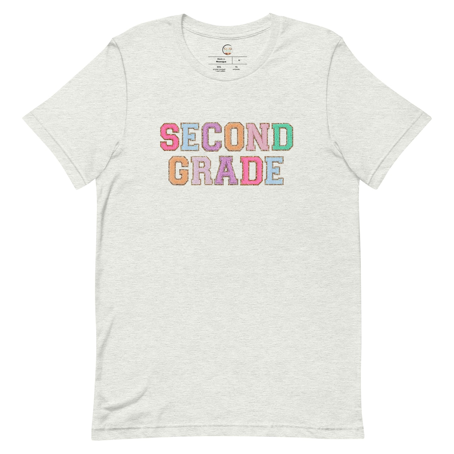 Second Grade Teacher Shirt (faux letter patches)