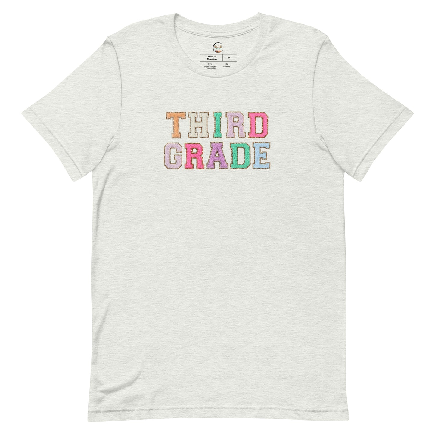 Third Grade Teacher Shirt (faux letter patches)