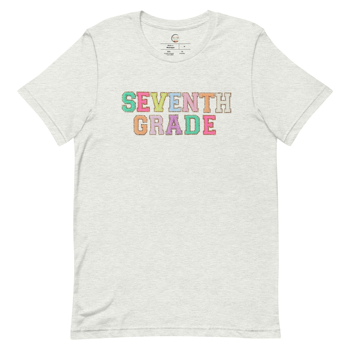 Seventh Grade Teacher Shirt (faux letter patches)