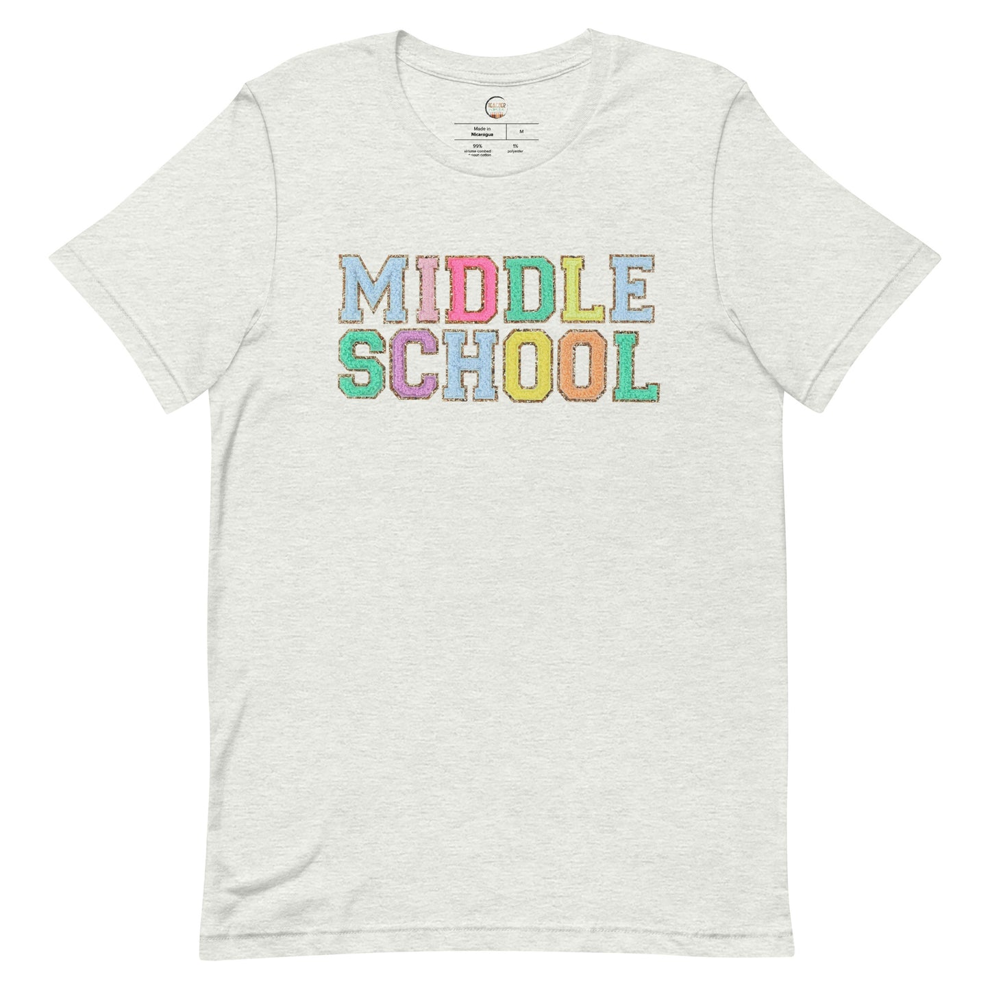 Middle School Teacher Shirt (faux letter patches)