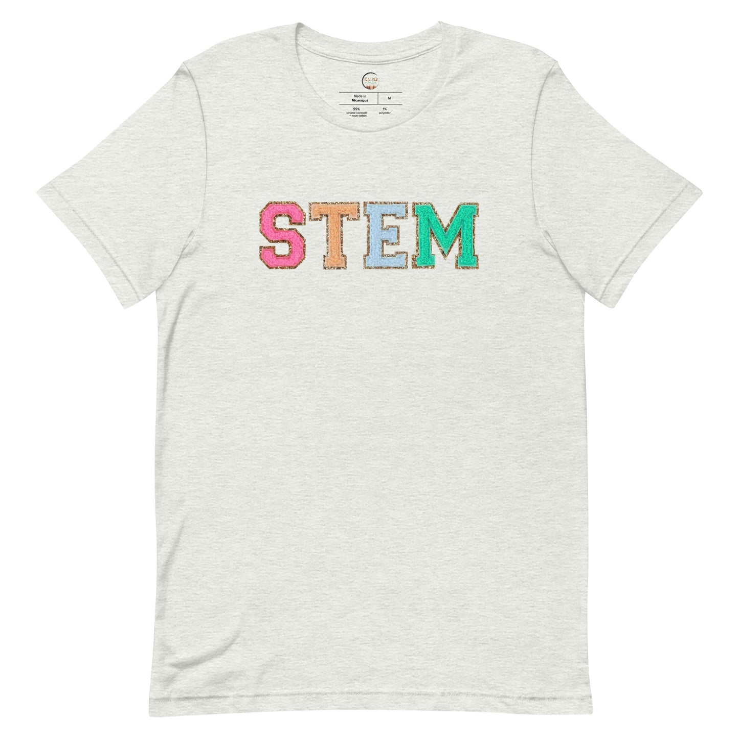 STEM Teacher Tshirt, Science Teacher Shirt (faux letter patches)