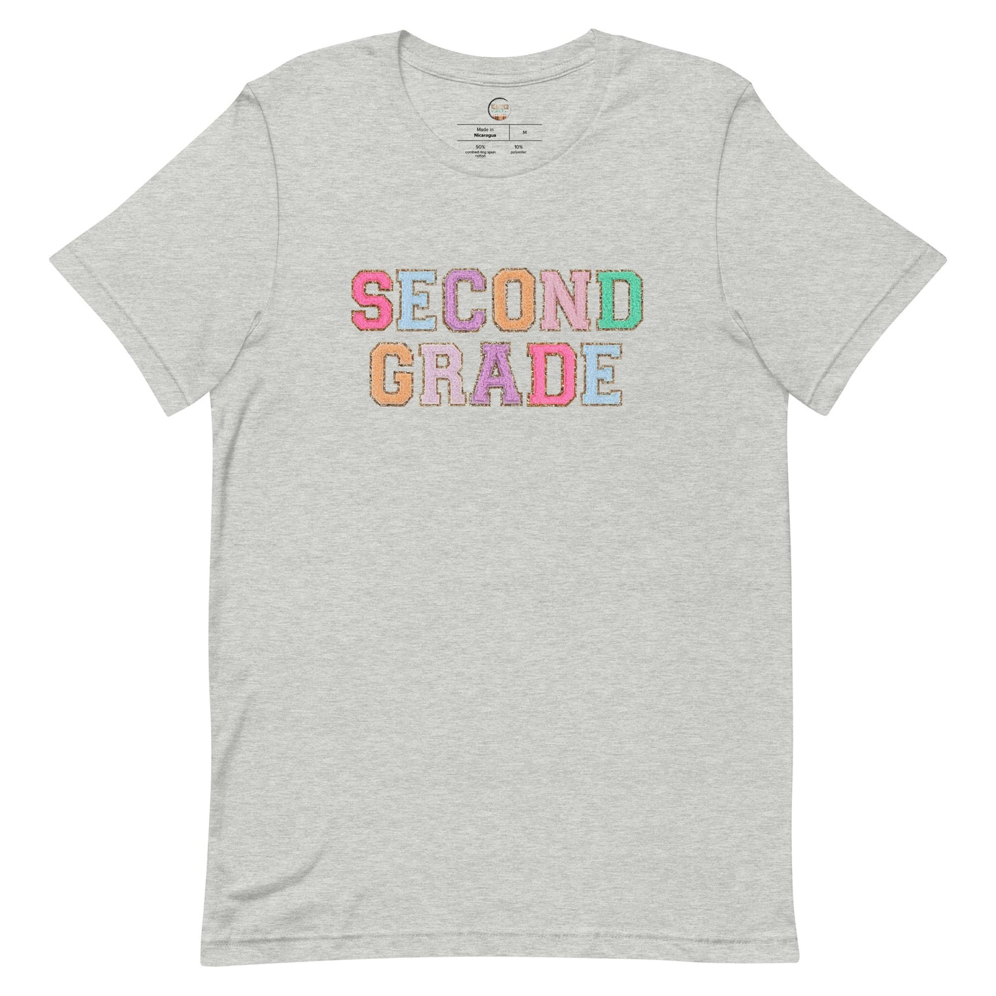 Second Grade Teacher Shirt (faux letter patches)