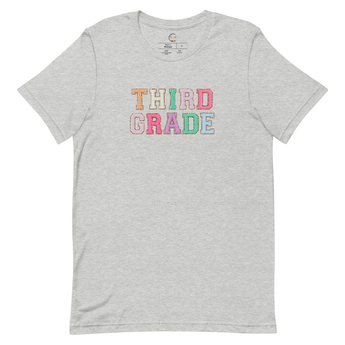 Third Grade Teacher Shirt (faux letter patches)