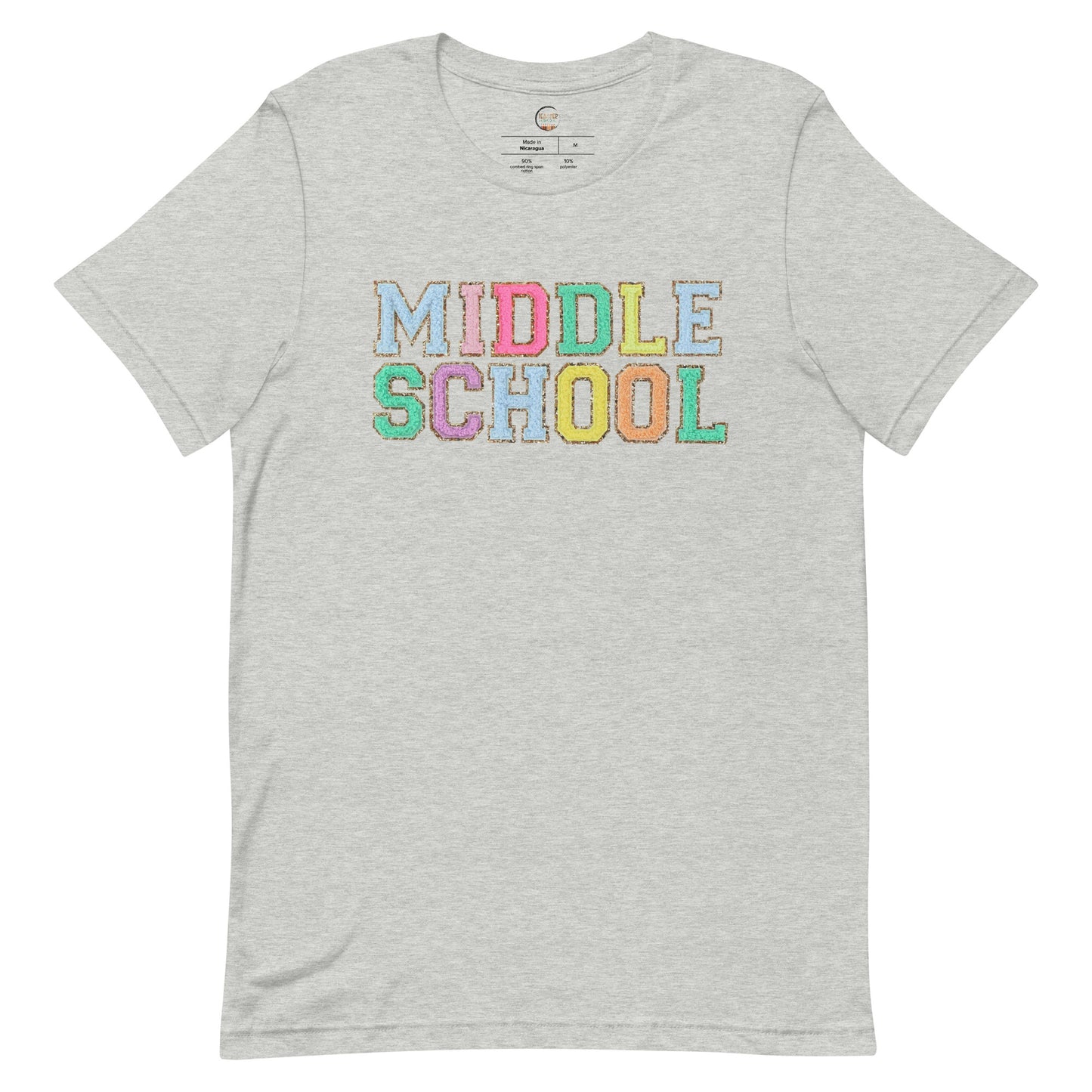 Middle School Teacher Shirt (faux letter patches)