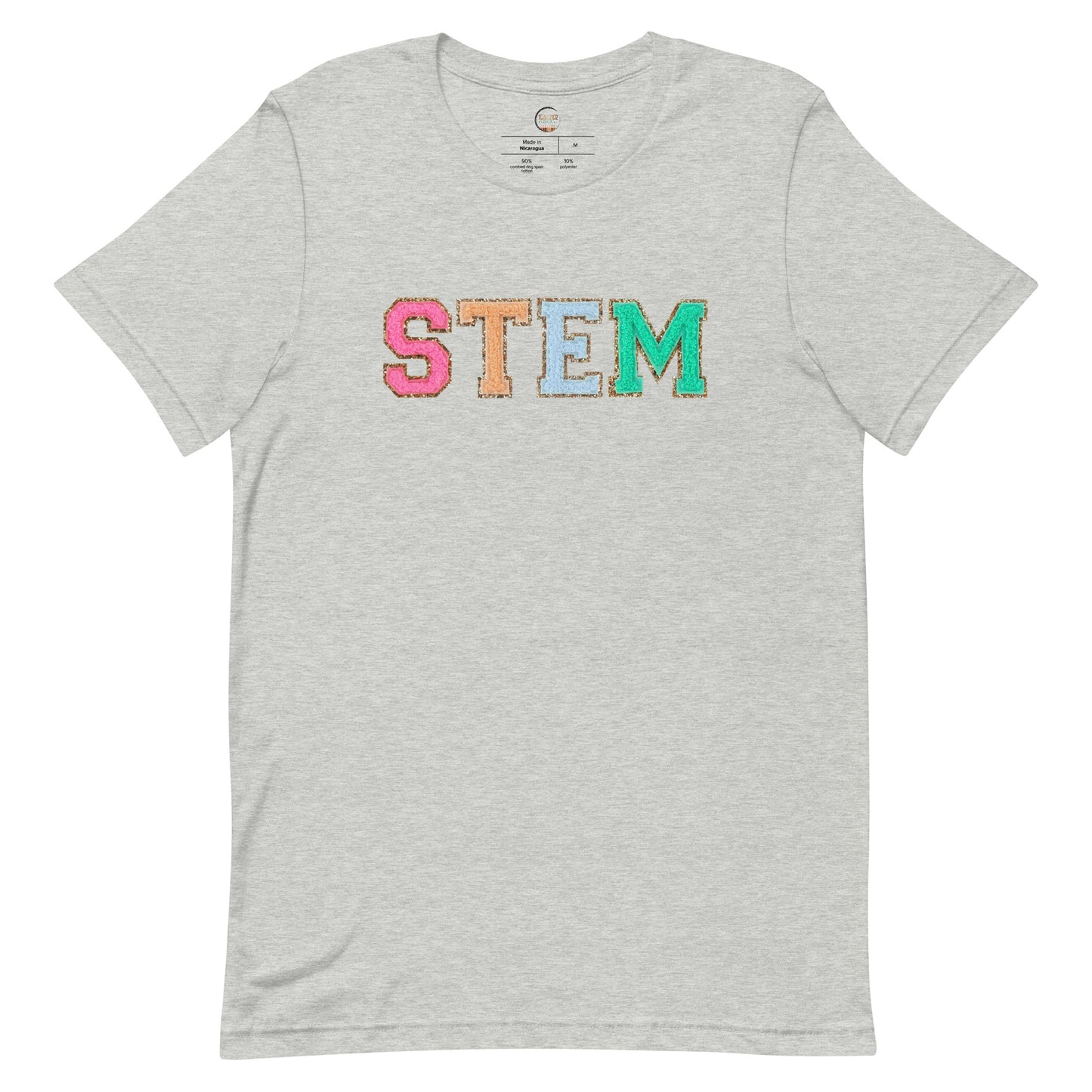STEM Teacher Tshirt, Science Teacher Shirt (faux letter patches)